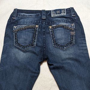 Miss Me Dark Wash Slim Bootcut Jeans w/slight destruction on front/back pockets
